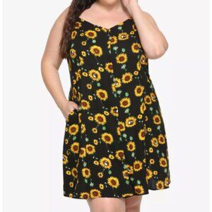 Midnight Hour Sunflower Skull Button Front Dress Plus Size